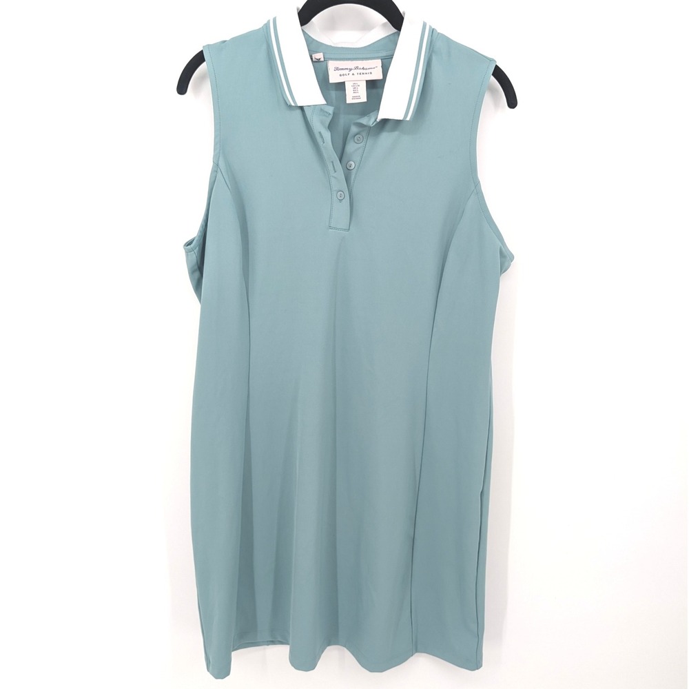 Tommy Bahama Sleeveless Polo Dress in Seafoam Green with White Trim